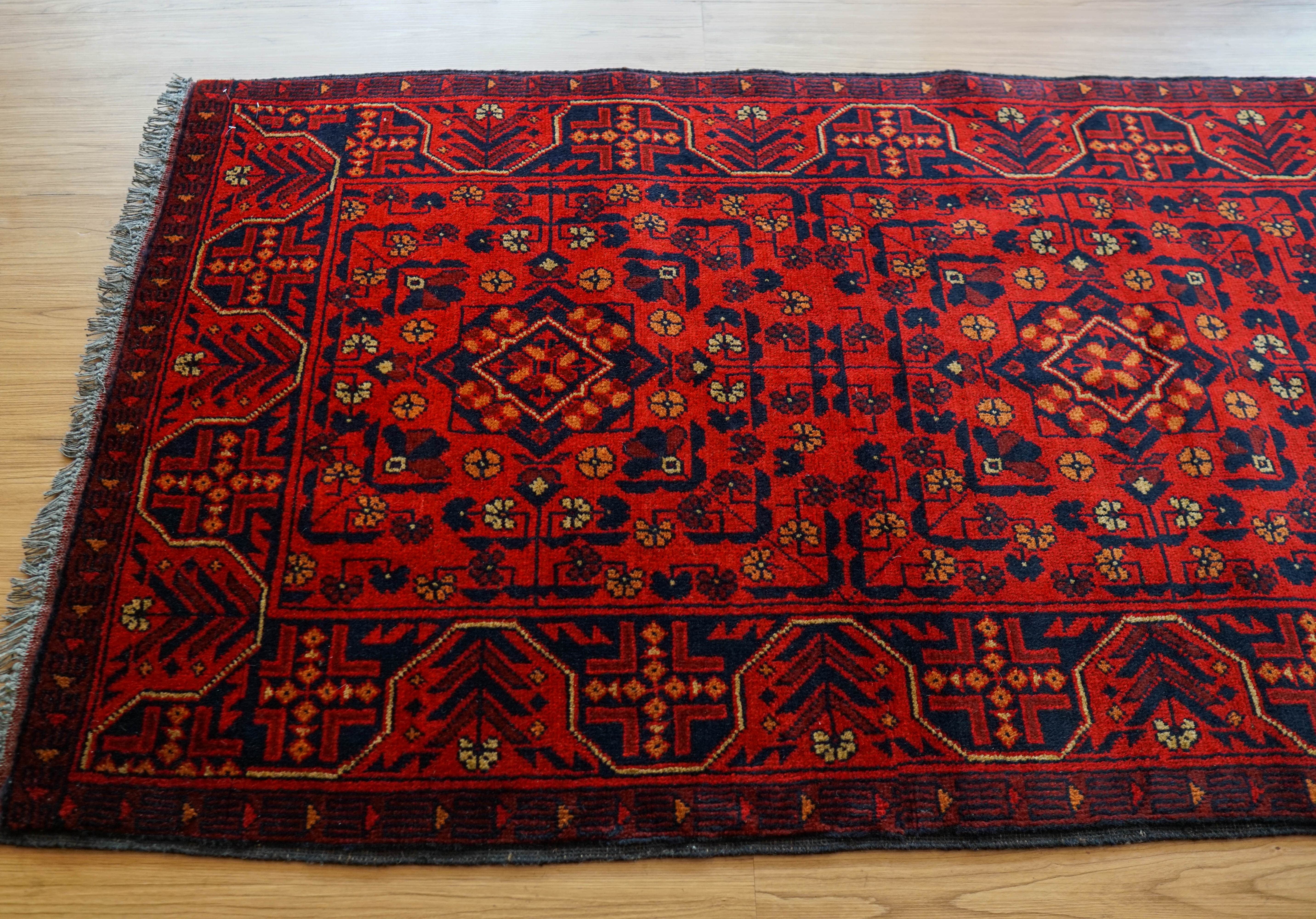 アフガントライバルラグKhal Mohammadi手織り絨毯 200×83cm