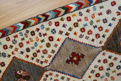  136×74cm 手織り ペルシャ 絨毯 カシュクリギャッベ