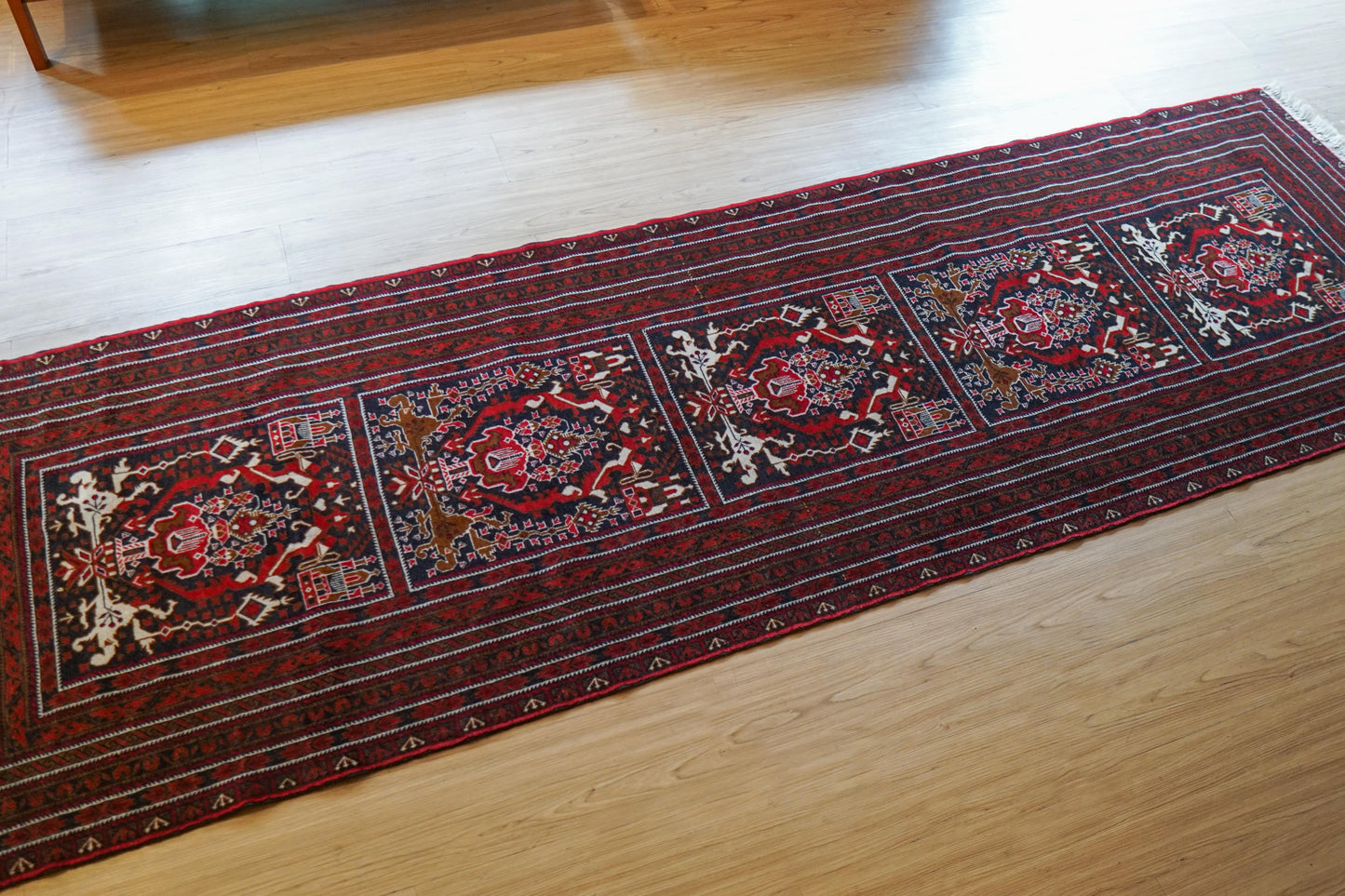  アフガニスタン手織り絨毯 ビルジククオリティ 292×89cm