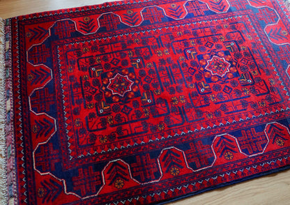  135×81cm アフガニスタン手織り絨毯 カールモハメディ