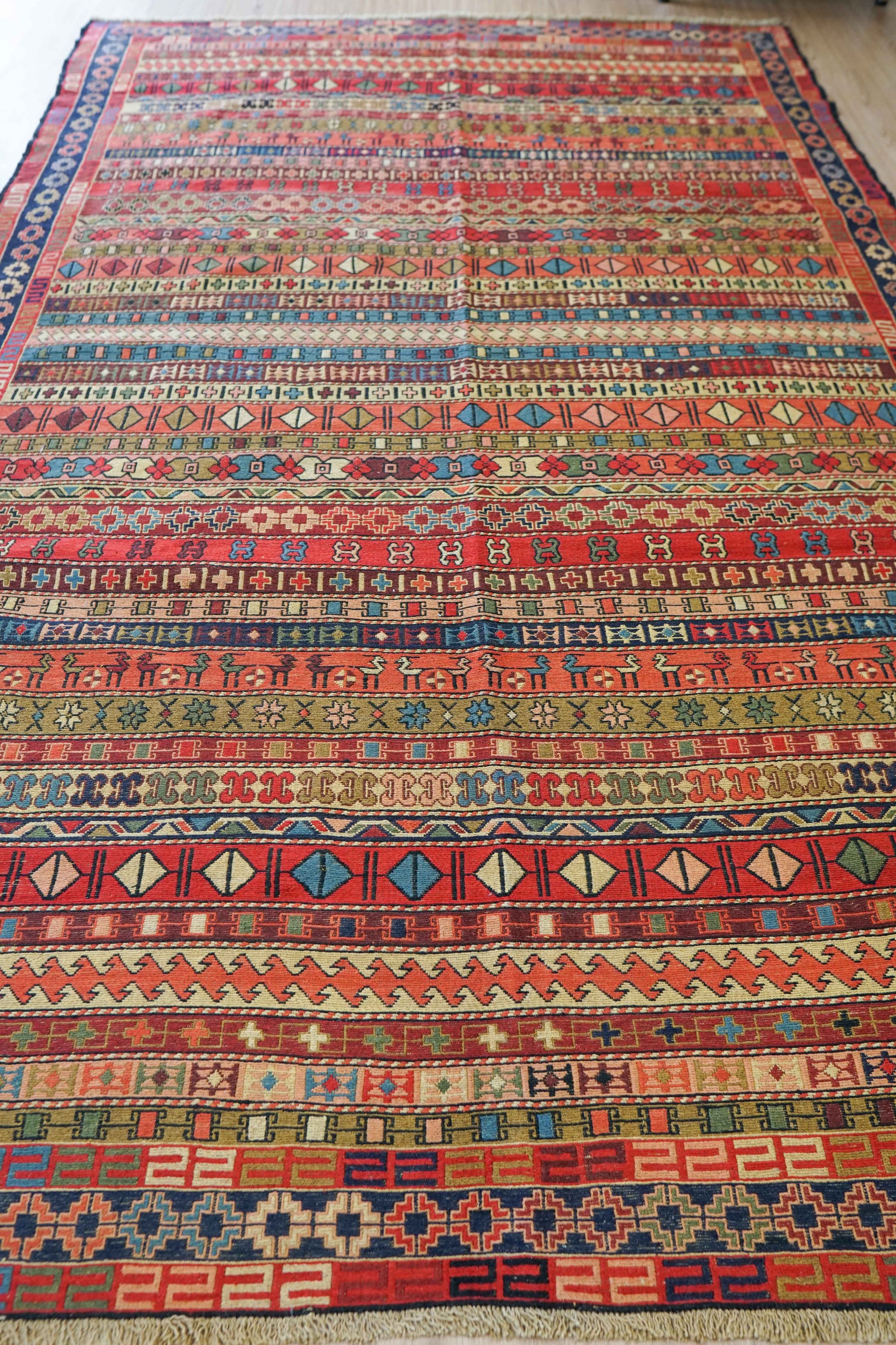  手織りペルシャ オールド シルジャンキリム ウールラグ 298×195cm