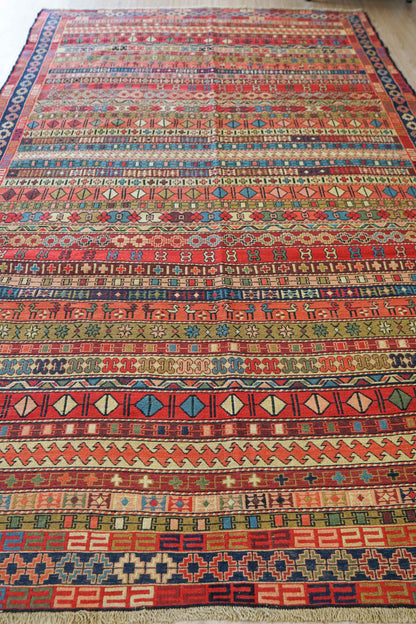  手織りペルシャ オールド シルジャンキリム ウールラグ 298×195cm