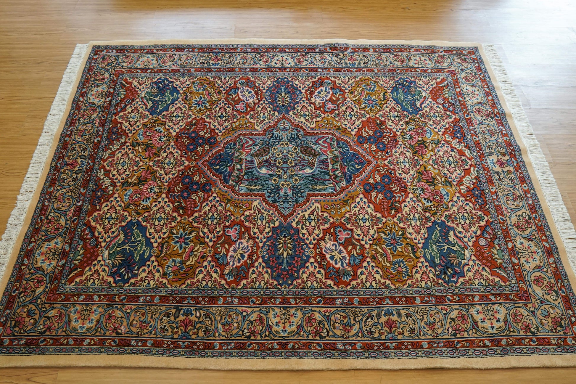 Collection ペルシャ絨毯 ケルマン産 200×155cm 伝統花柄デザインウールラグ