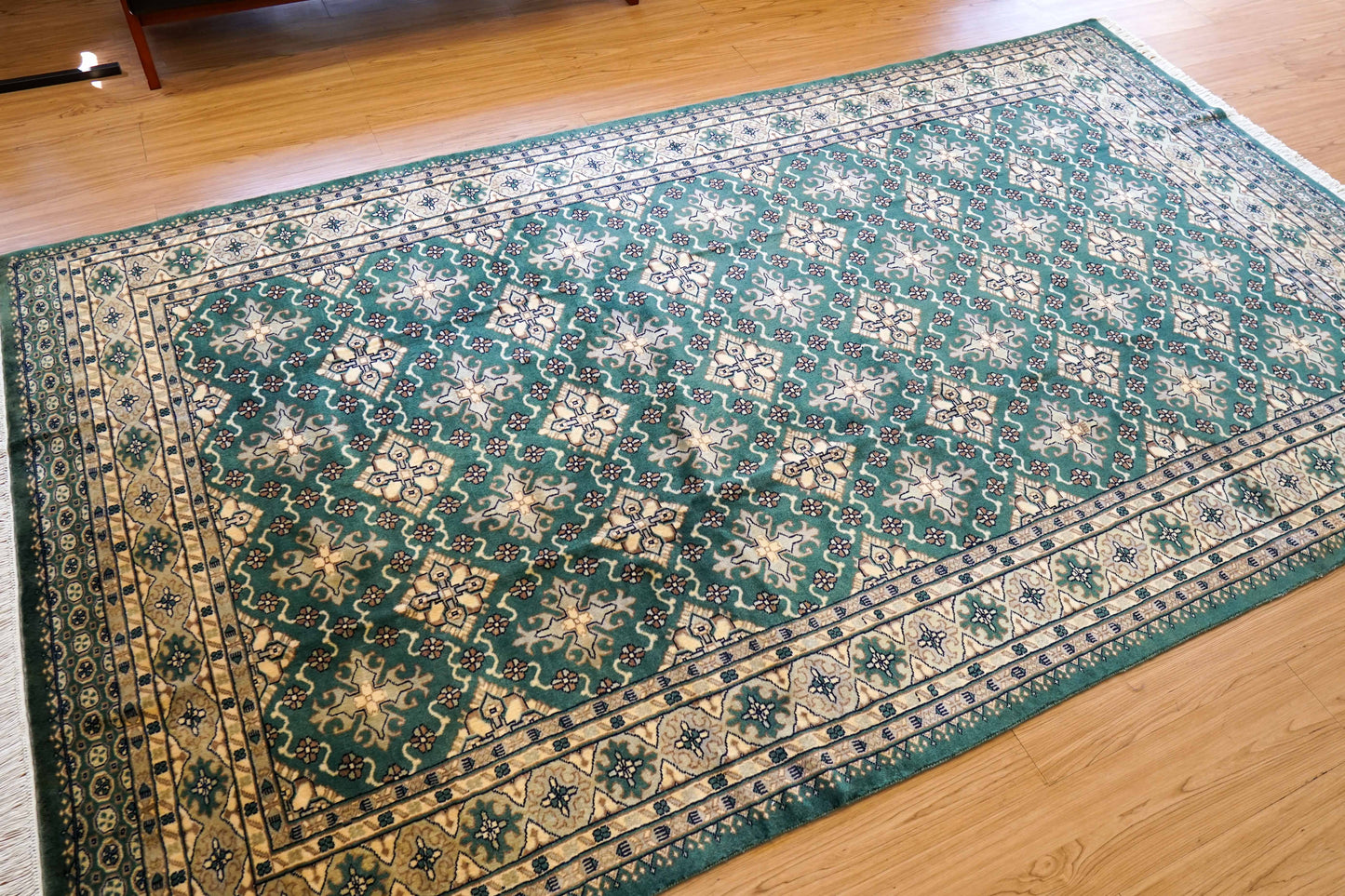 パキスタン手織り絨毯 270×154cm｜ニュージーランドウール使用 高密度グリーン