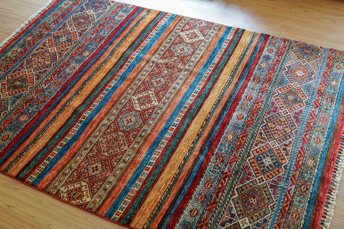 アフガニスタン手織り絨毯 ガズニーウール 200×149cm｜クルジーンデザイン トライバルラグ リビングサイズ