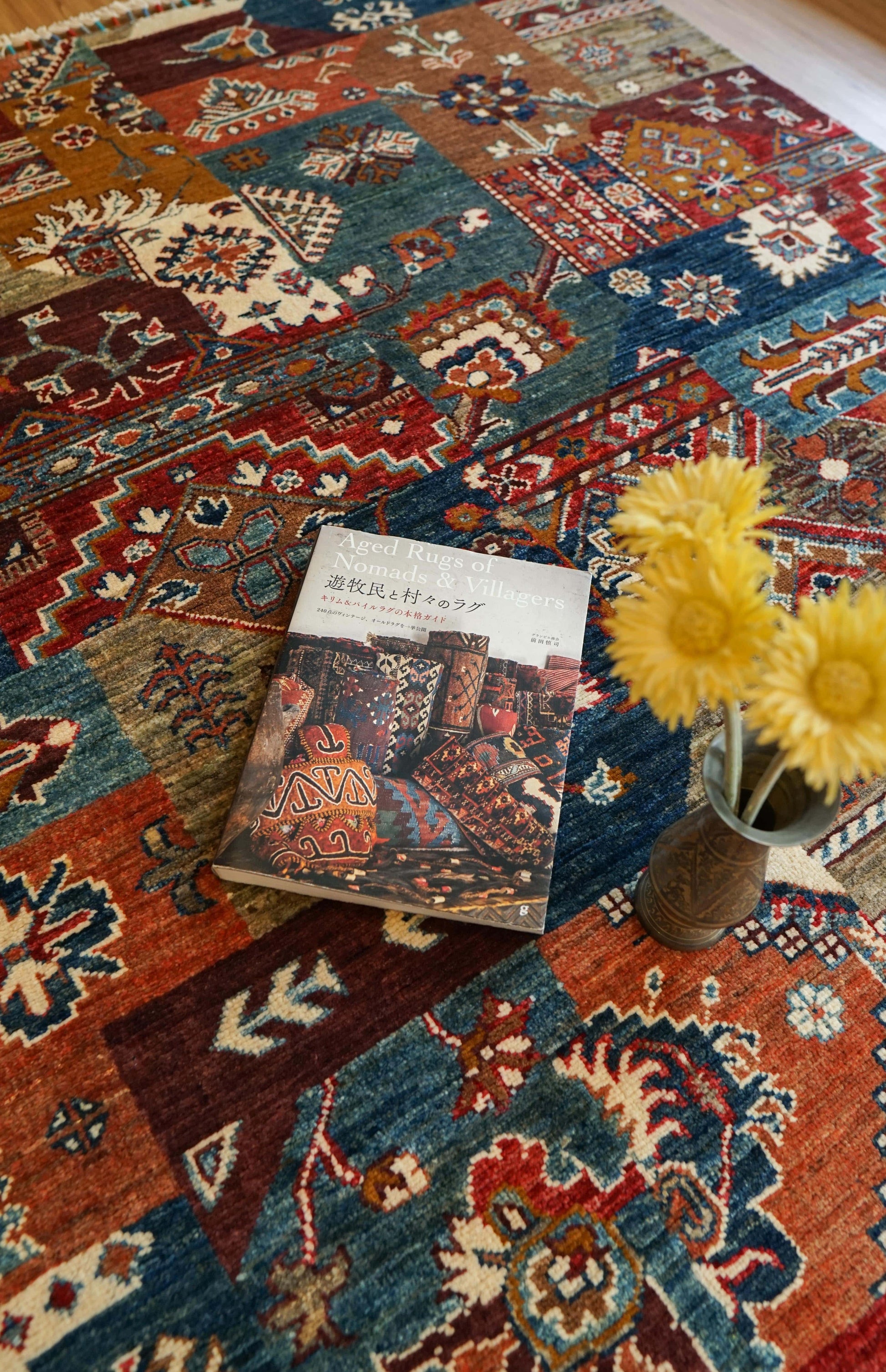  アフガン絨毯 ガズニー産 ウール トライバルパッチワークデザイン 206×153cm