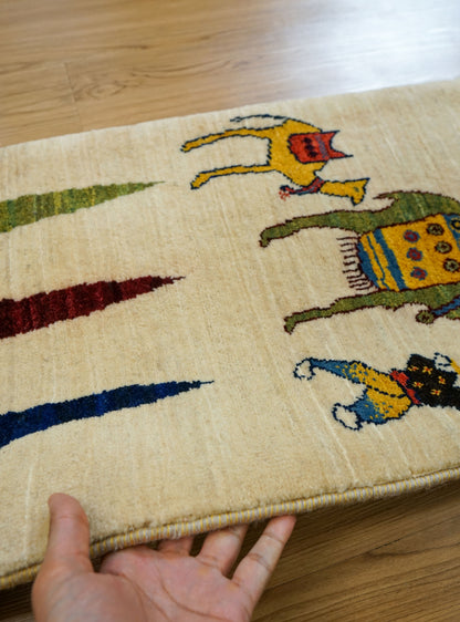  手織りペルシャ・ルリバフト ギャッベ ランナー 123×44cm