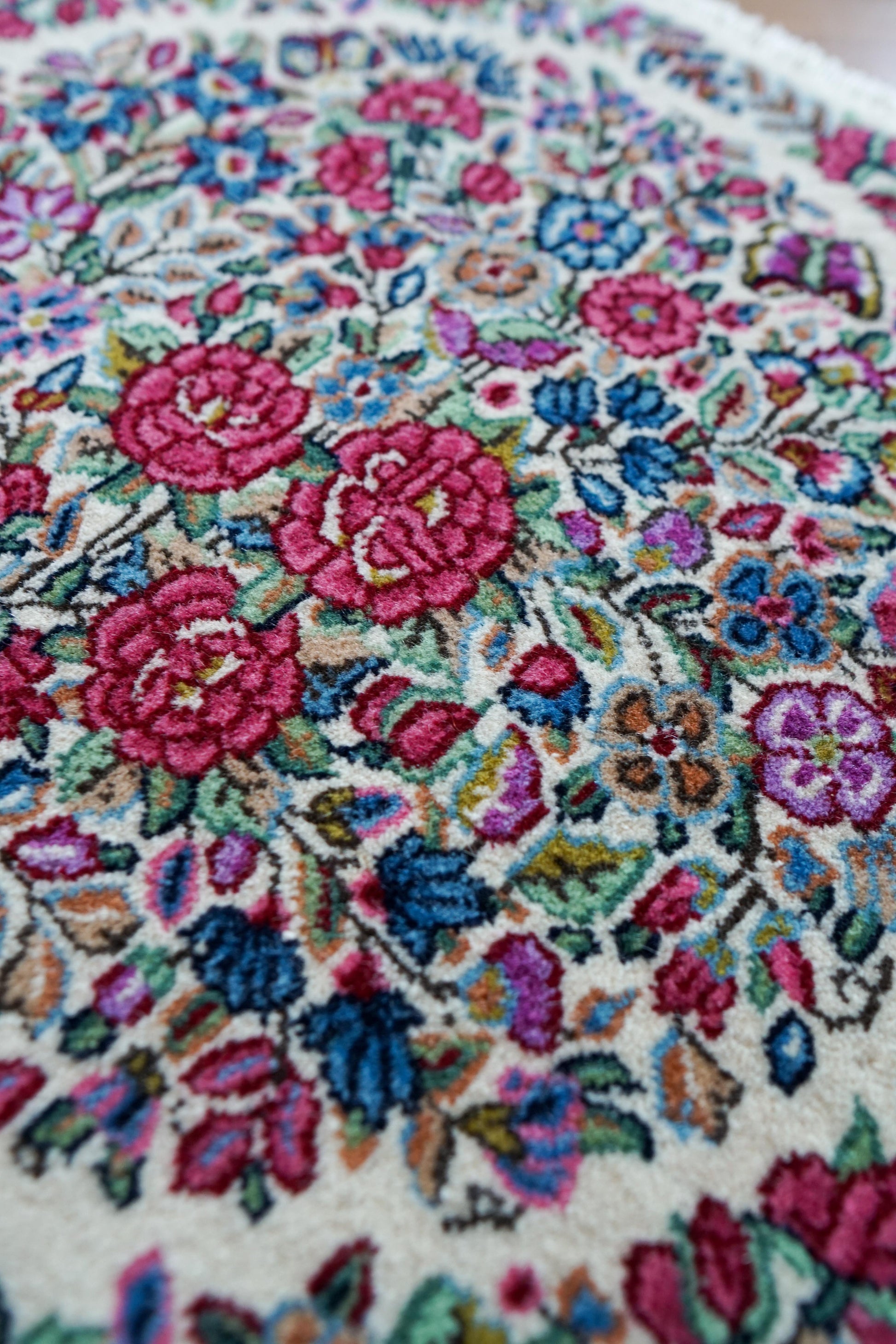 ペルシャ手織り絨毯 ケルマン産 55×55cm｜草木染めウール