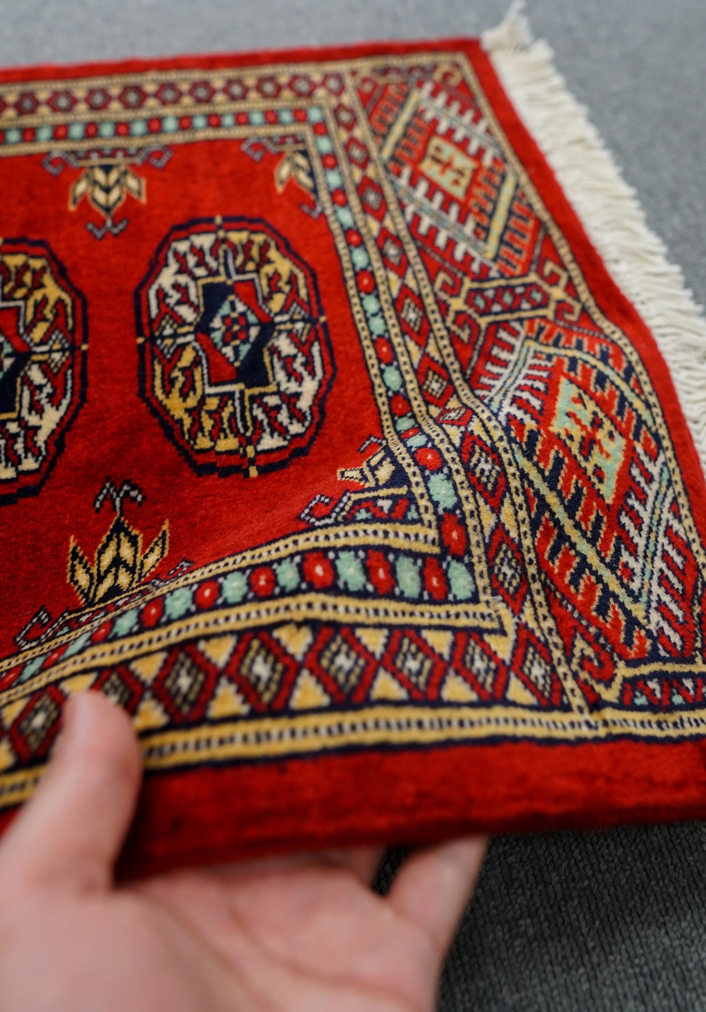 73×49cm トルクメン ボハララグ 手織り絨毯 Decorworks