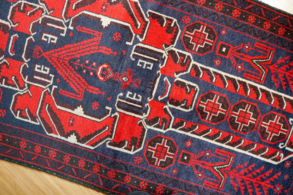  vintageペルシャ絨毯 バルーチ トライバルラグ 150x83cm