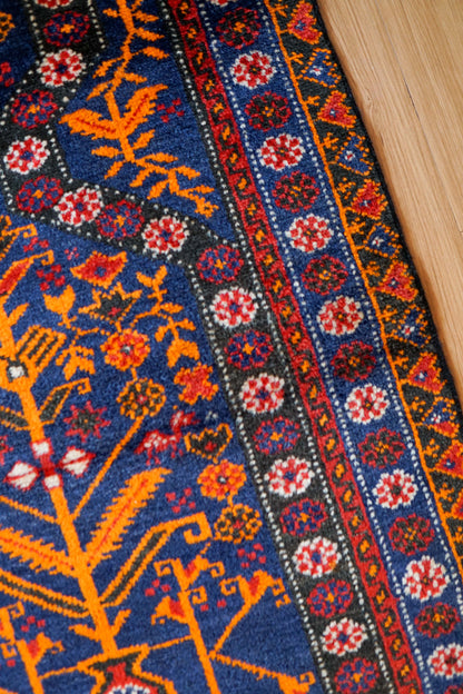  ヴィンテージ トライバルラグ バルーチ族 手織りペルシャ絨毯 133×80cm｜花瓶文様（ゴルダン）・ミフラーブデザイン ウール100％
