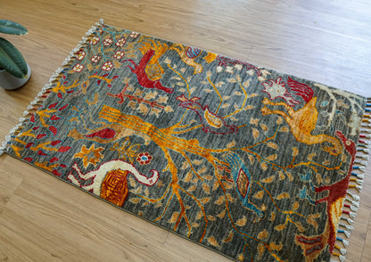  アフガニスタン手織り絨毯 ガズニ ギャッベ 95×62cm