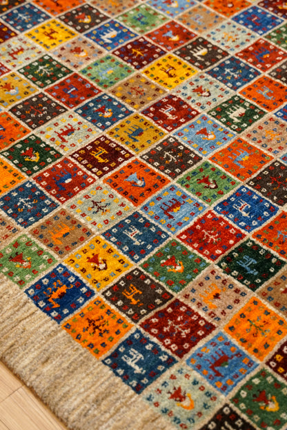  ペルシャ絨毯 手織りカシュクリギャッベ 188×118cm リズバフト