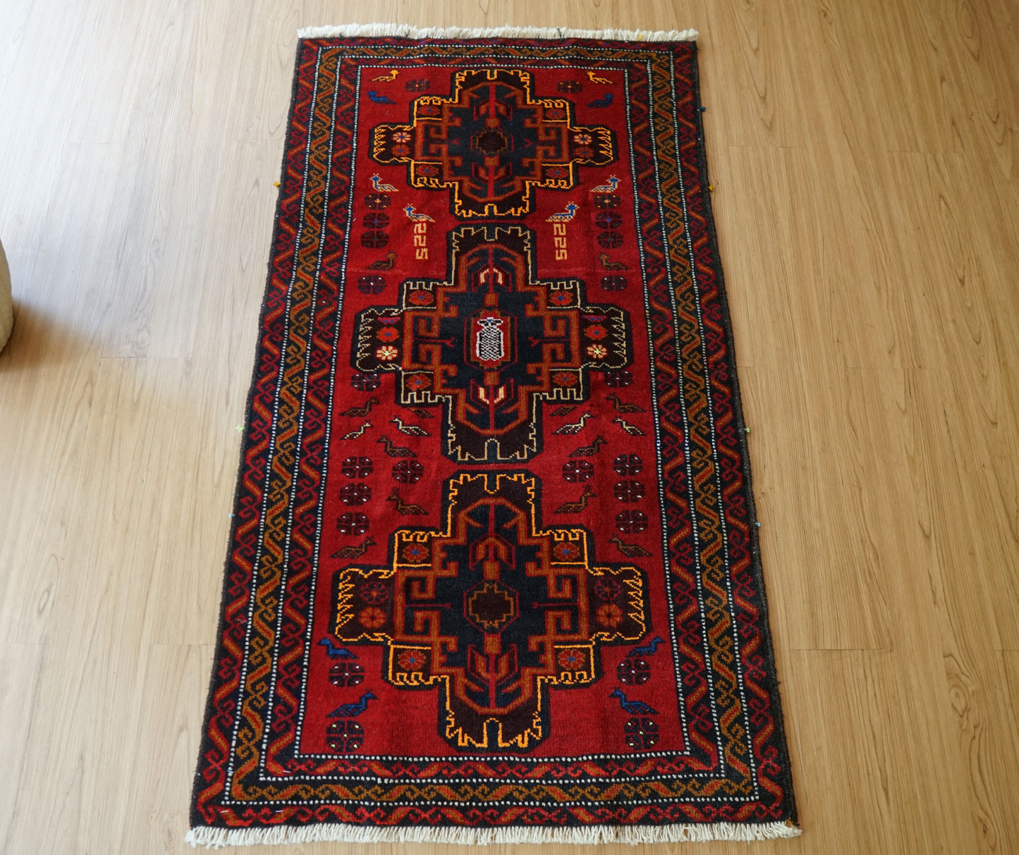  140x89cm ペルシャ バルーチ族絨毯トライバルラグ