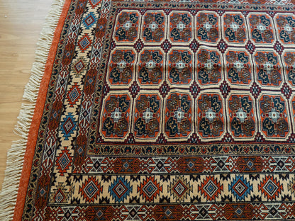  手織り ペルシャ絨毯 トルクメン ボハラ 174×120cm｜伝統のギュル文様が美しい一枚