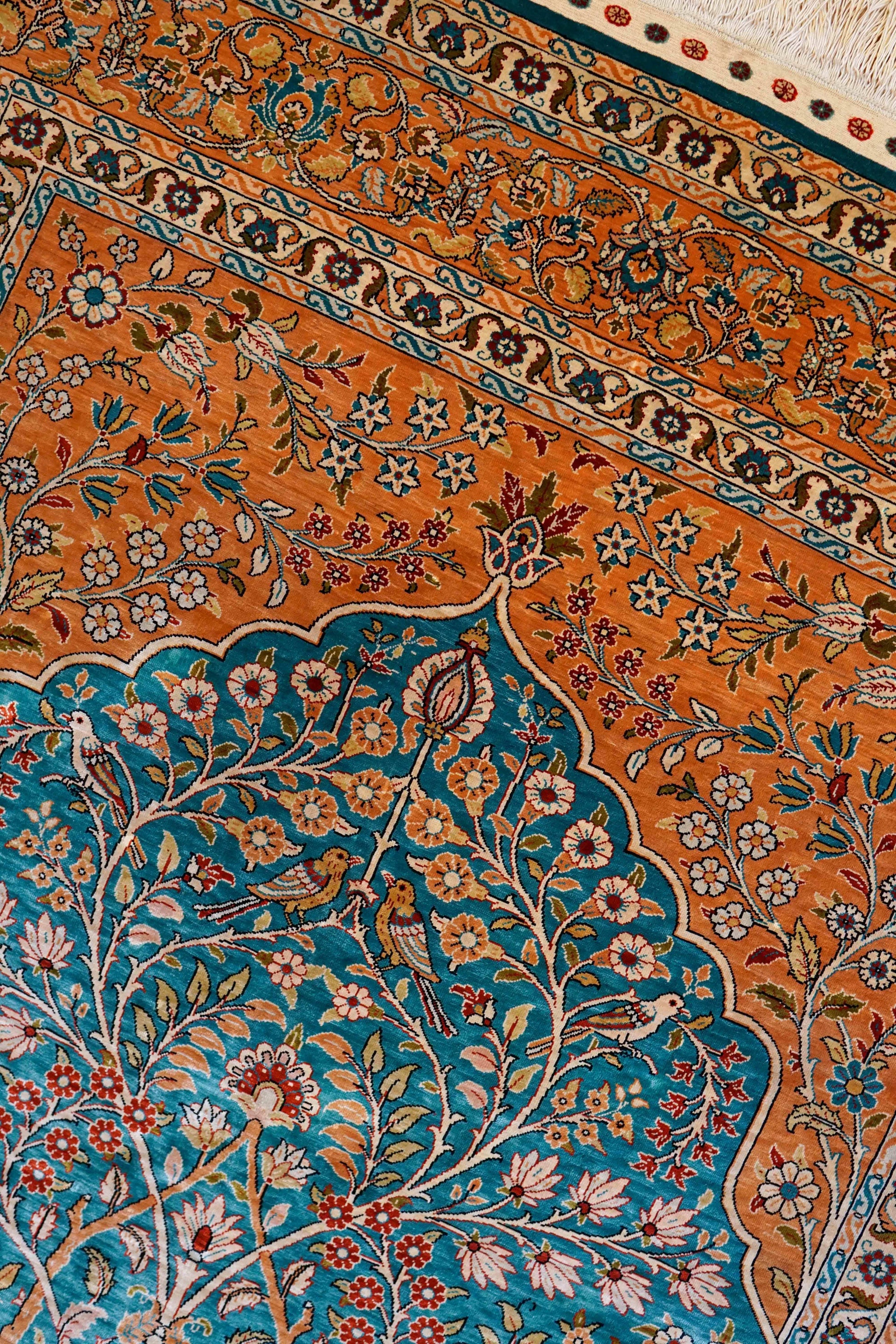  トルコ・ヘレケ シルク手織り絨毯 140×102cm｜1970年代 ヴィンテージ ラグ　Turkish Ozipek hereke
