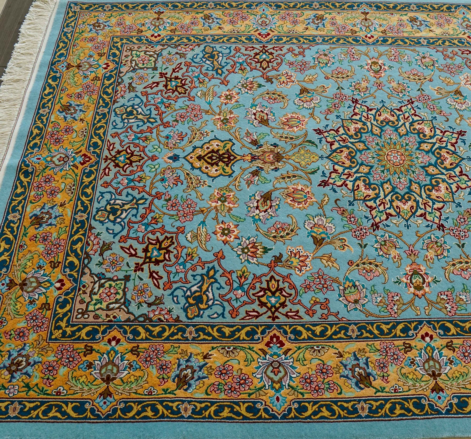  ペルシャ絨毯 イスファハン産 シャーシャハニ工房 約170×115cm｜コルクウールとシルク
