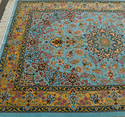  ペルシャ絨毯 イスファハン産 シャーシャハニ工房 約170×115cm｜コルクウールとシルク