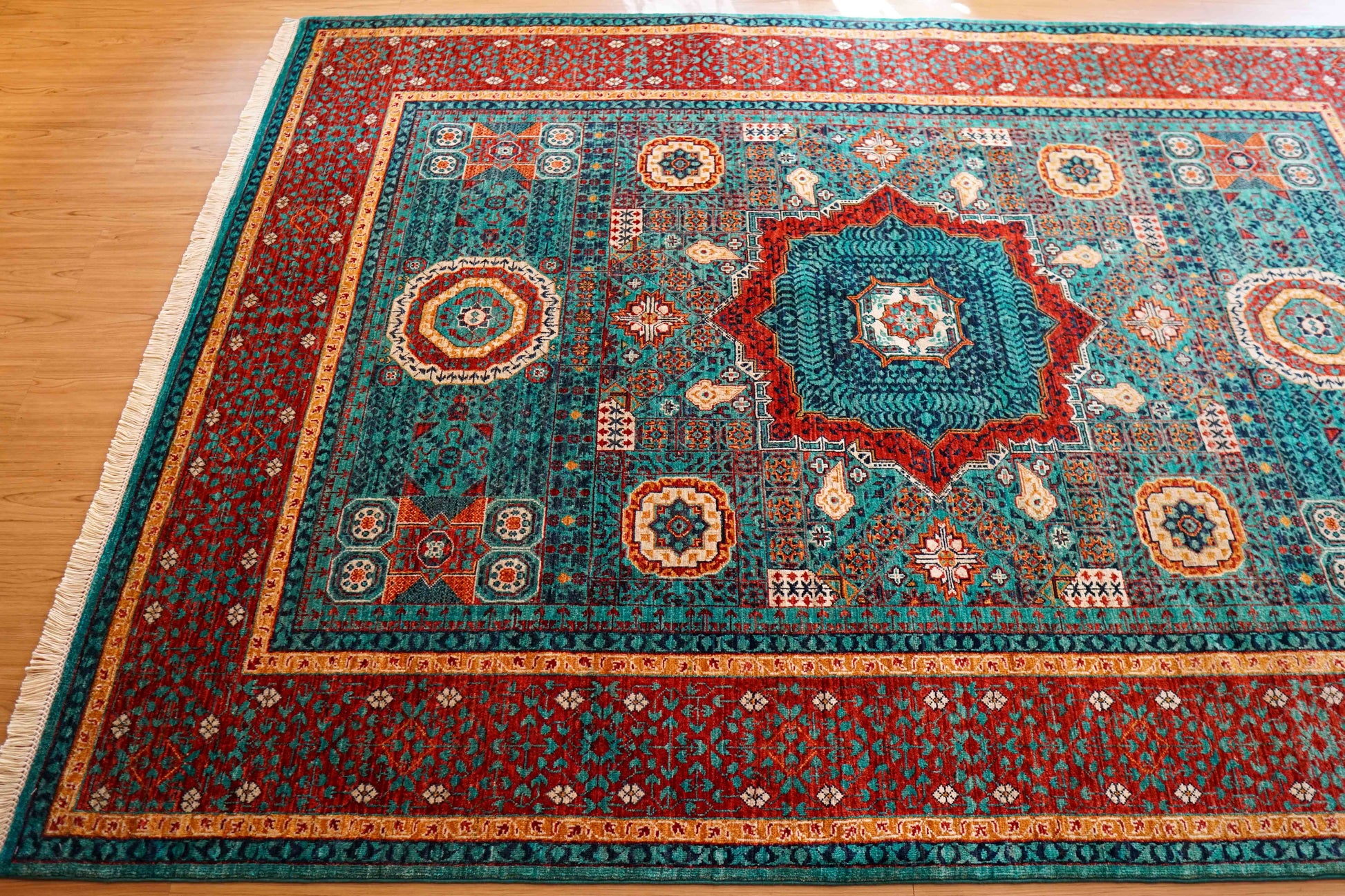  アフガニスタン手織り絨毯  ウールラグ 247×176cm ガズニーウール オリエンタルラグ fine quality