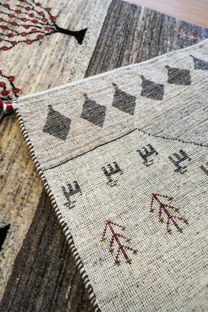 ペルシャ絨毯 カシュクリ ギャッベ リズバフトギヤべ 144×86cm