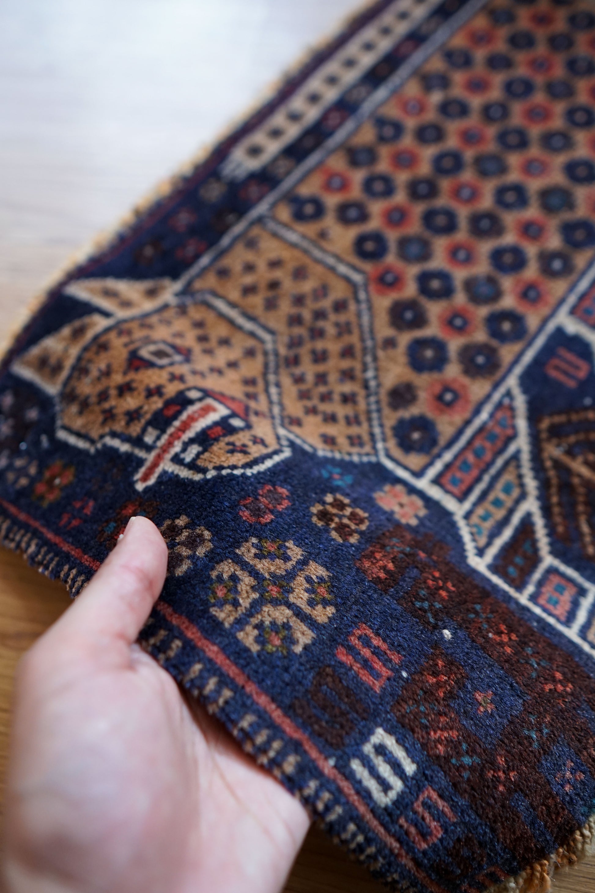  ヴィンテージ バルーチ族トライバルラグ 61×36cm 手織り ペルシャ絨毯