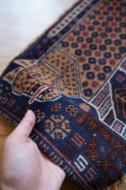  ヴィンテージ バルーチ族トライバルラグ 61×36cm 手織り ペルシャ絨毯