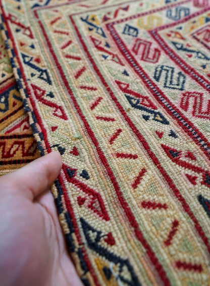 144×122cm アフガニスタン　マシュワニキリム 手織り絨毯　トライバルラグ Decorworks