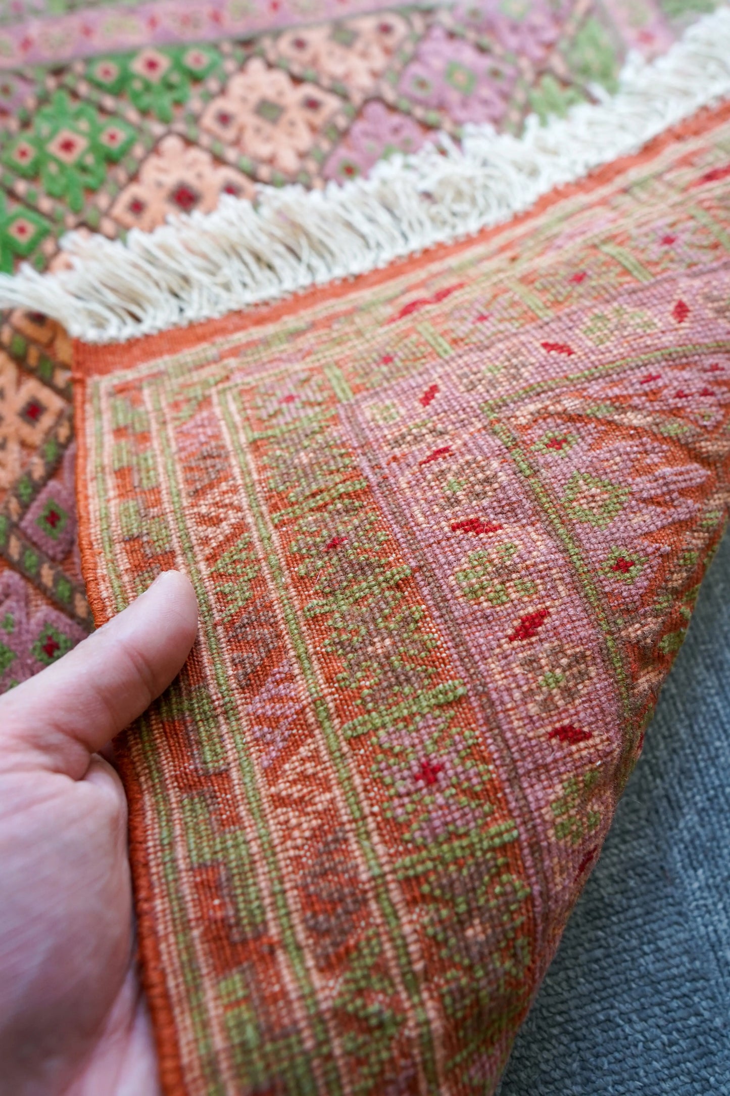 92×65cm  アフガニスタン の マシュワニ手織り キリム 手織り絨毯 Decorworks