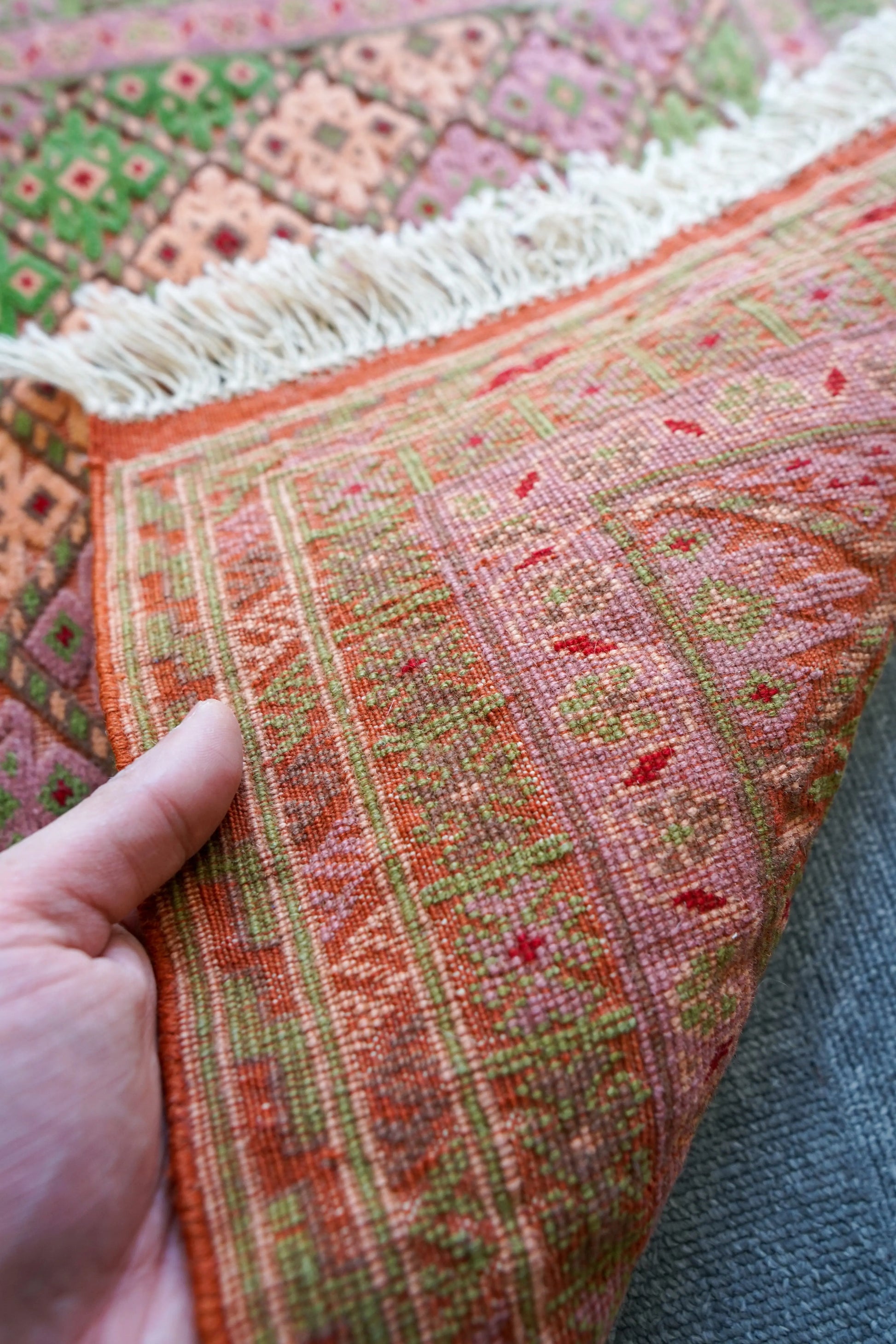 92×65cm  アフガニスタン の マシュワニ手織り キリム 手織り絨毯 Decorworks