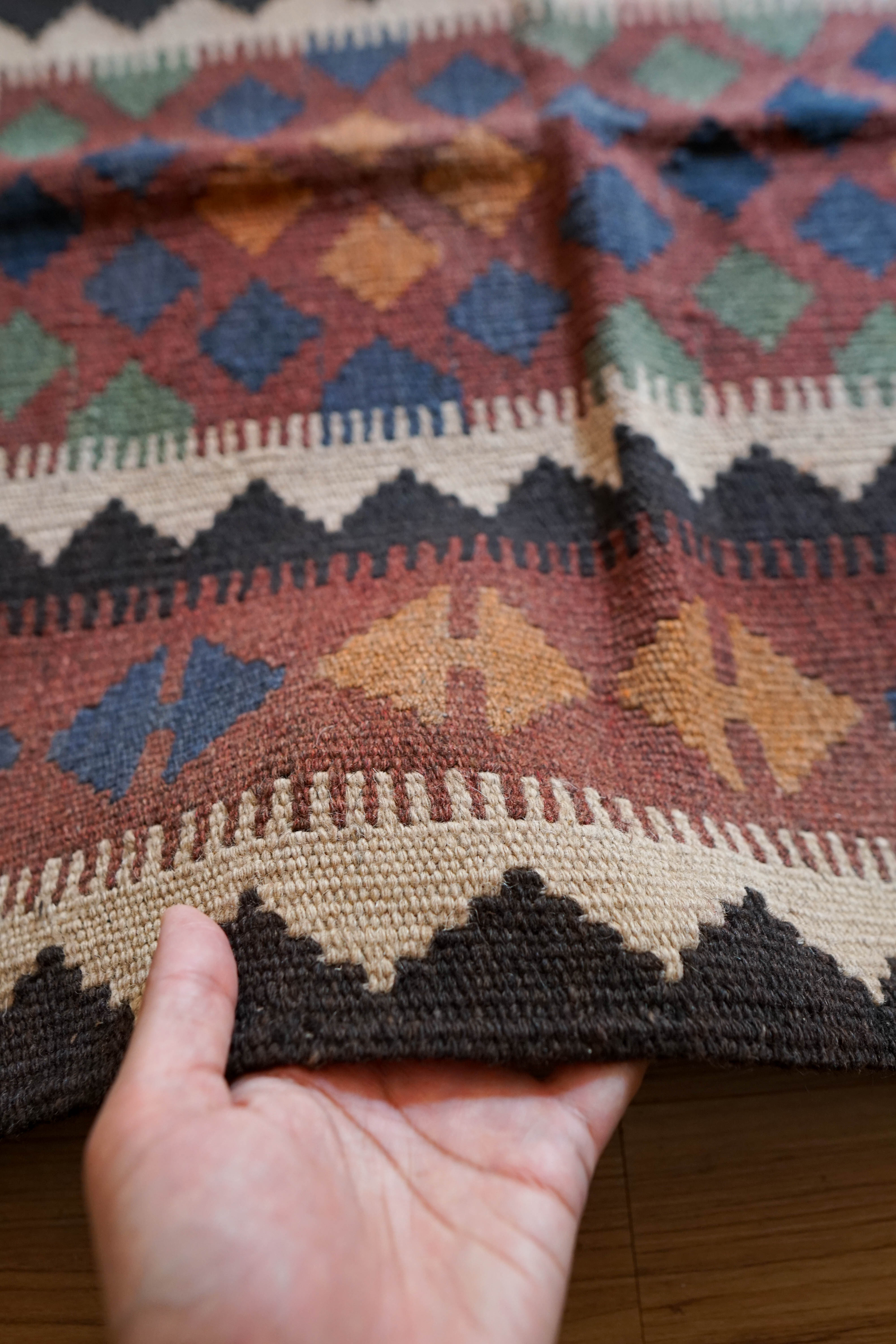 アフガン手織りキリム トライバルラグ 98×83㎝ – Decorworks