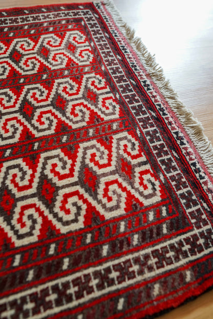  ペルシャ オールド・トルクメンラグ 102×82cm｜1980年代 手織りウール