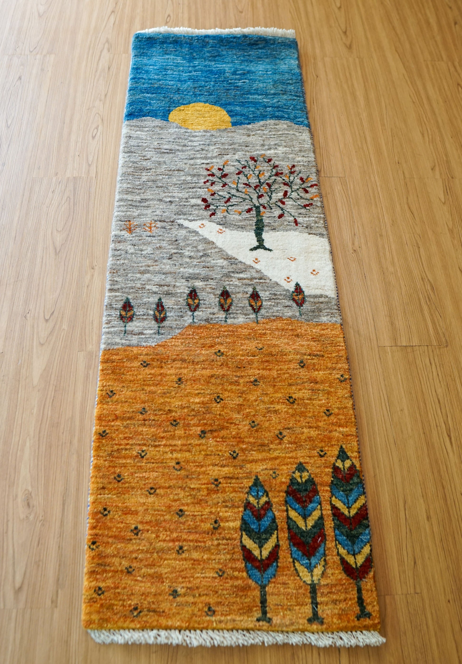 Collection 148×49cm【ペルシャ手織りカシュクリギャッベ] リズ バフト ギャッベ 手織り絨毯