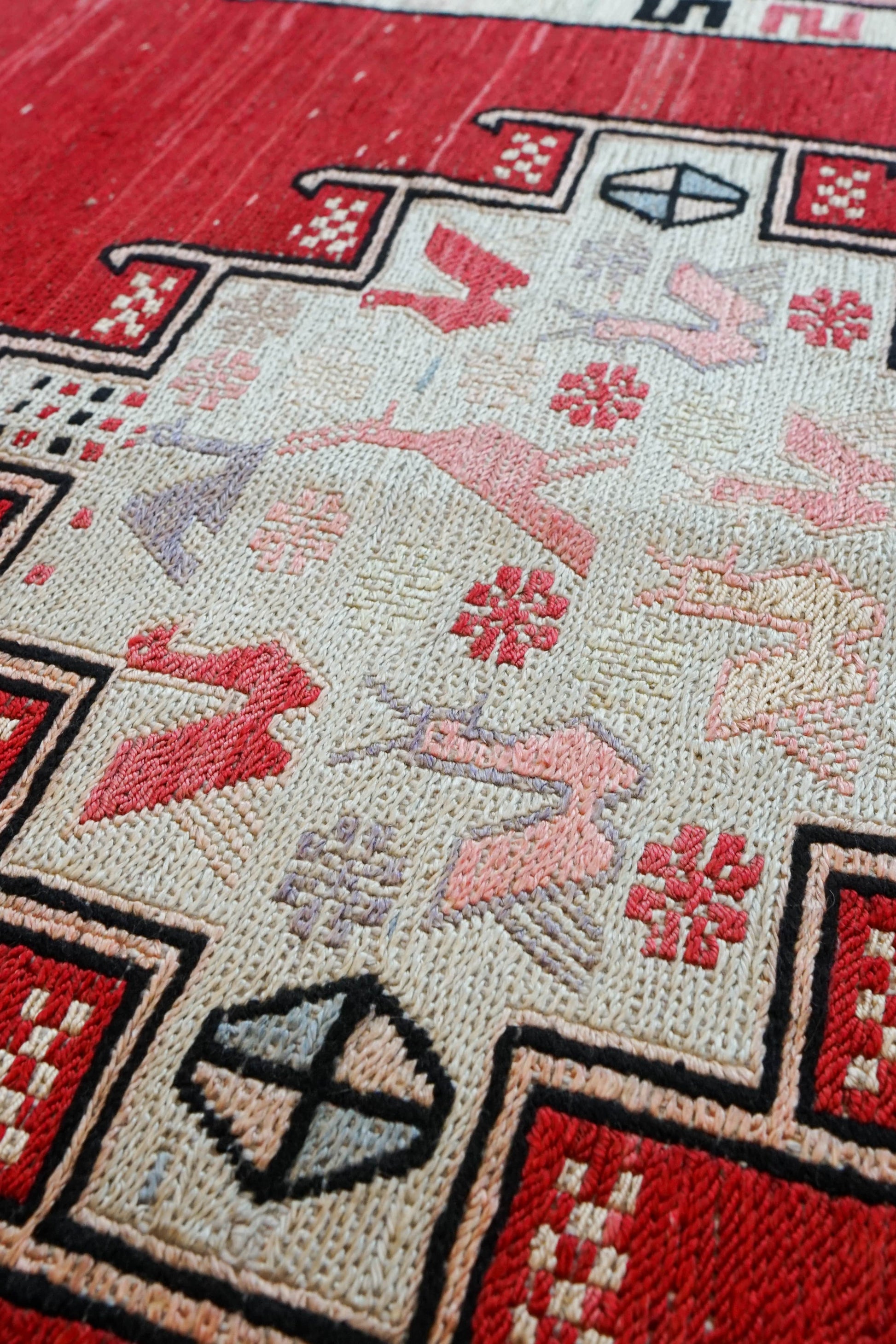 Collection 96×74cm ペルシャ手織りシルクスマックキリム トライバルデザイン