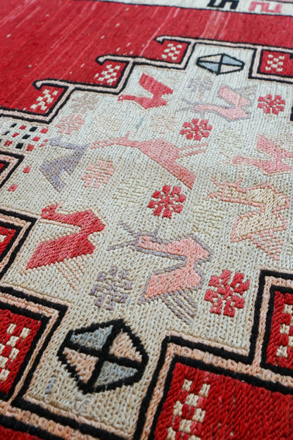 Collection 96×74cm ペルシャ手織りシルクスマックキリム トライバルデザイン