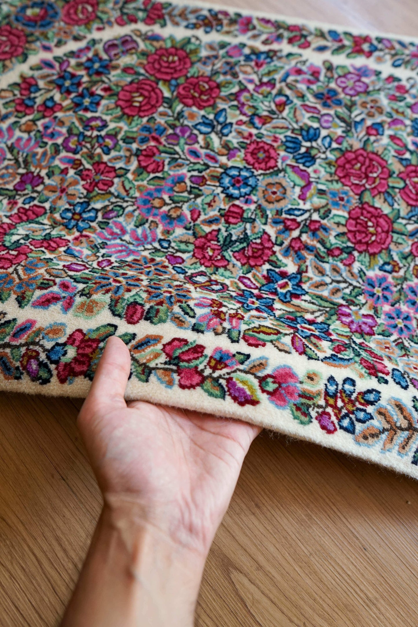  ペルシャ手織り絨毯 ケルマン産 75×55cm｜草木染めウール