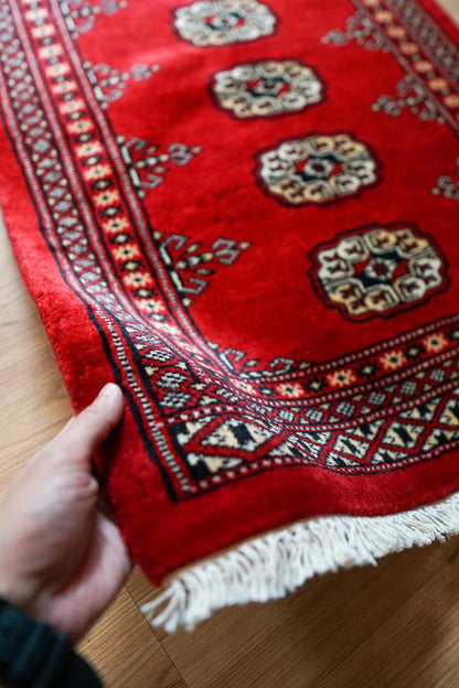  トルクメン ボハラ 手織り パキスタン絨毯 93×62cm 玄関マット