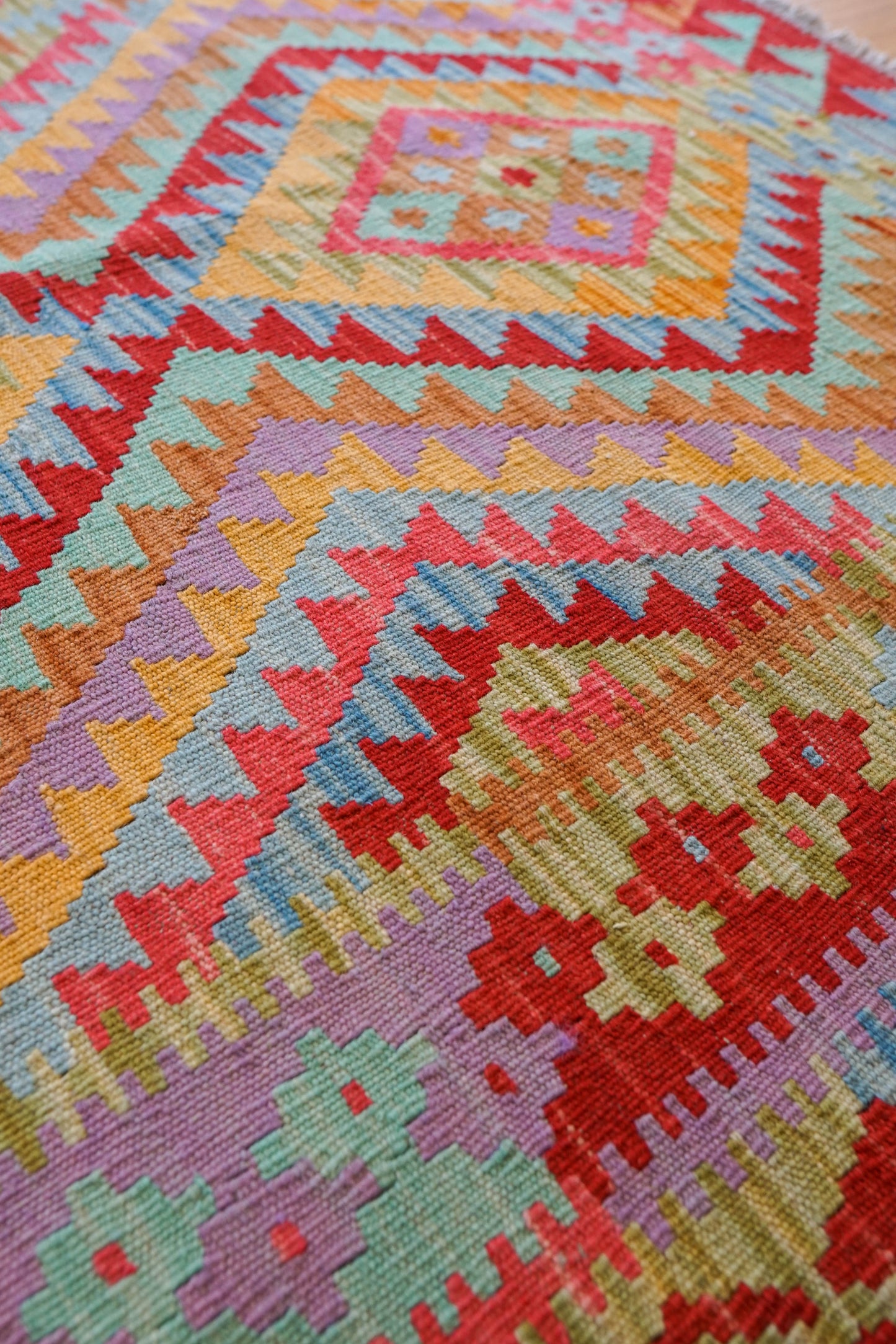  アフガン手織りキリム 194×118cm　