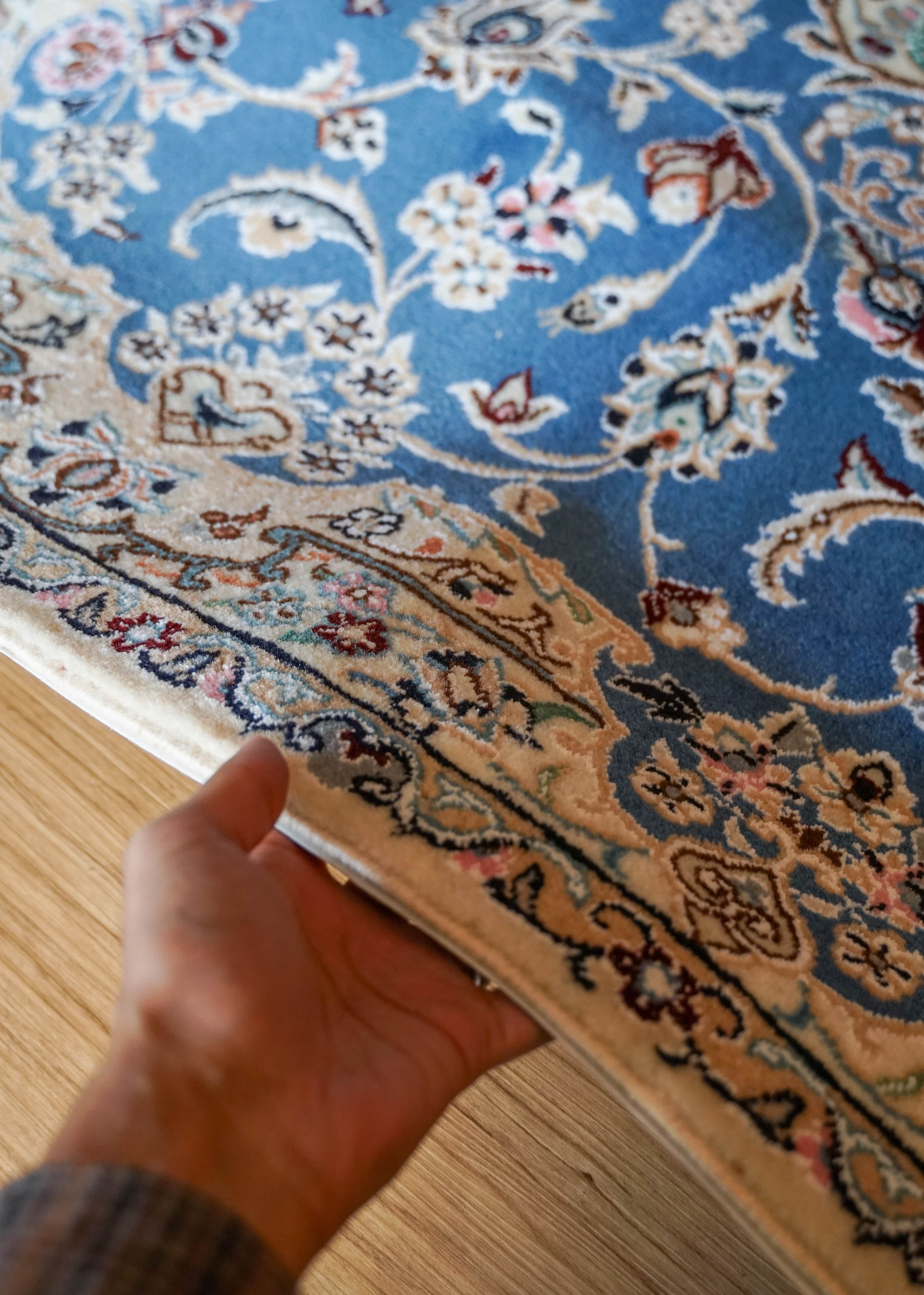 ペルシャ絨毯 ナイン産 青 9la 高級ウール 152×105cm – Decorworks