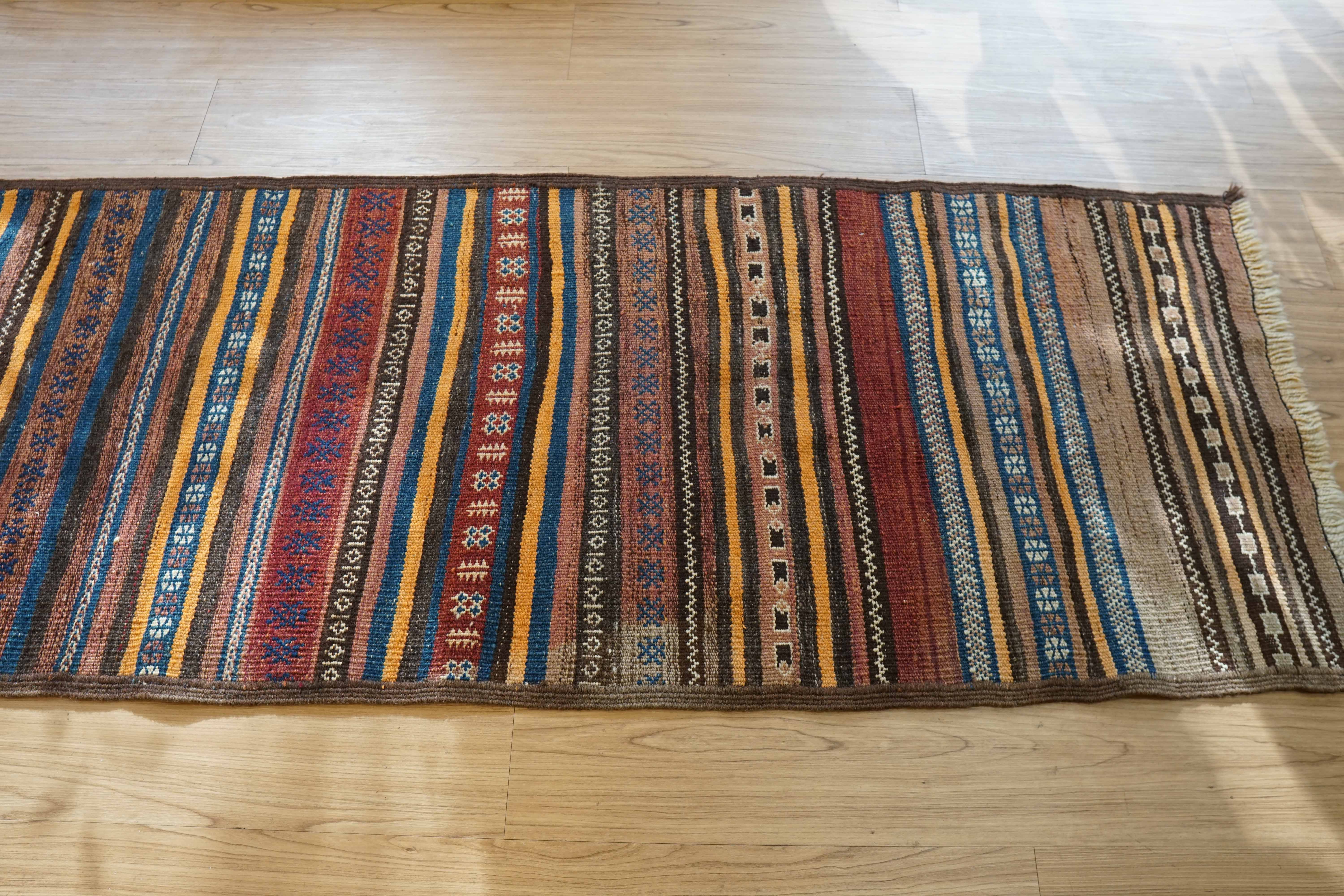 アフガニスタン手織りキリム 312×63 ランナートライバルラグ