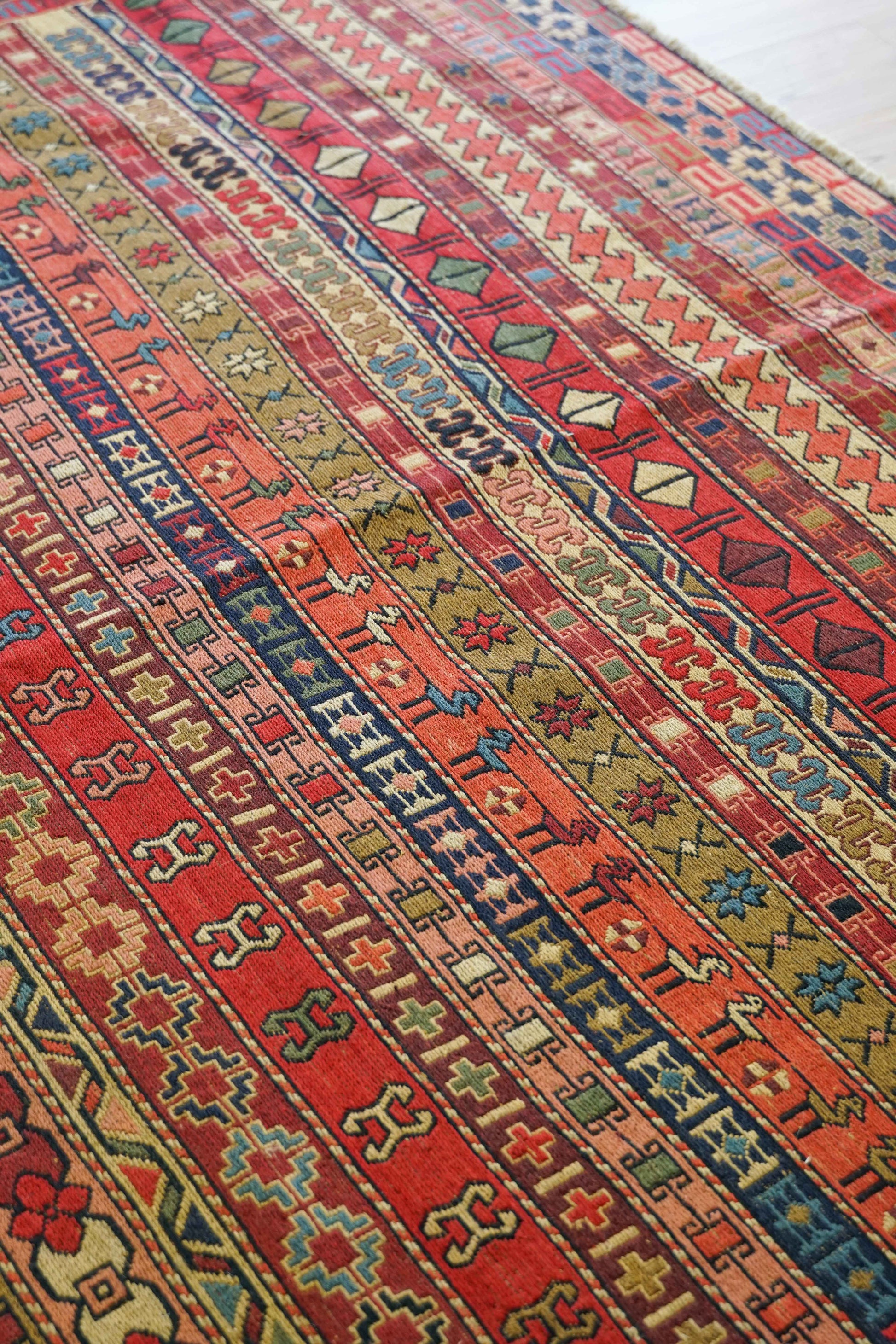  手織りペルシャ オールド シルジャンキリム ウールラグ 298×195cm