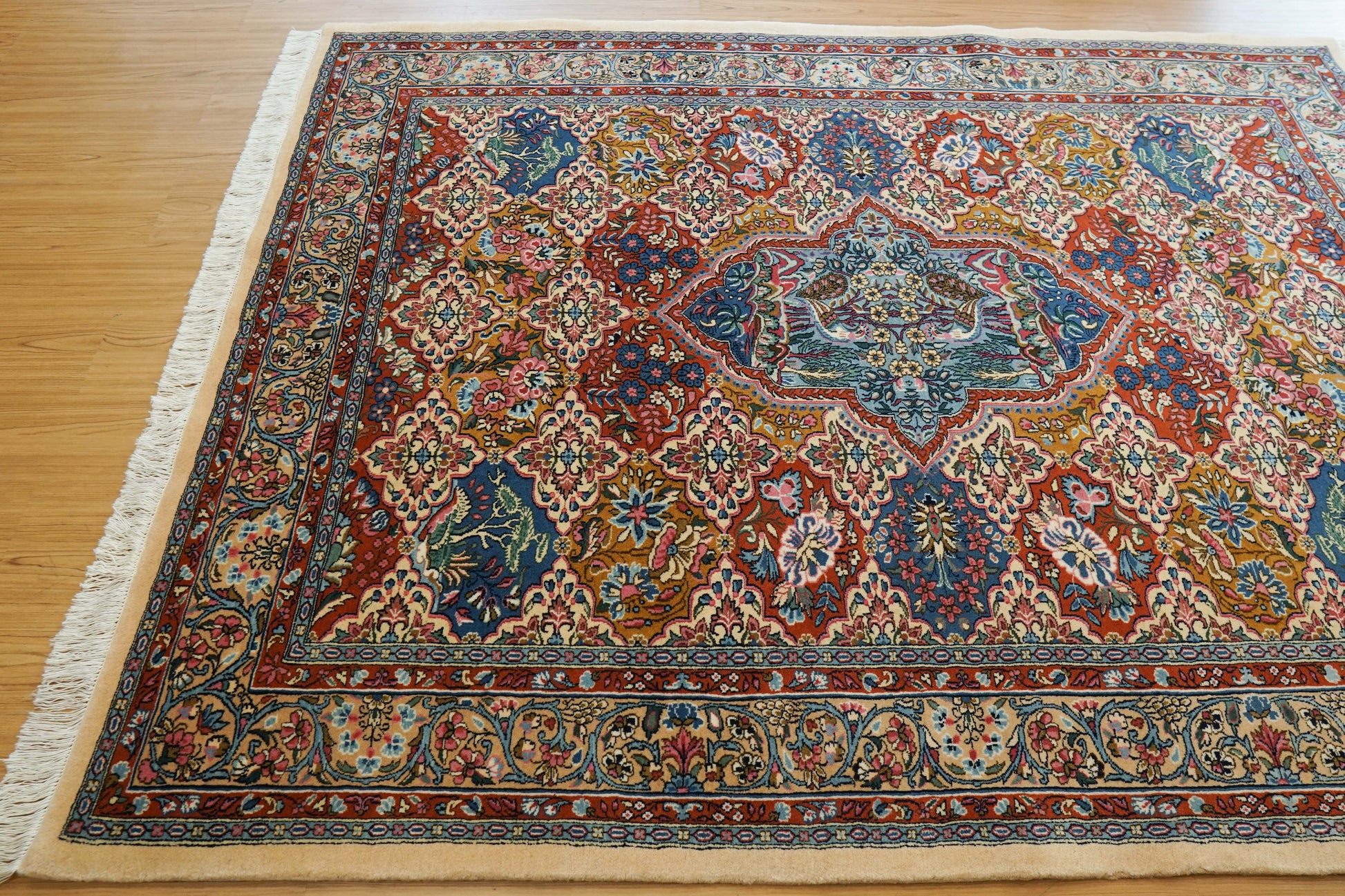 Collection ペルシャ絨毯 ケルマン産 200×155cm 伝統花柄デザインウールラグ