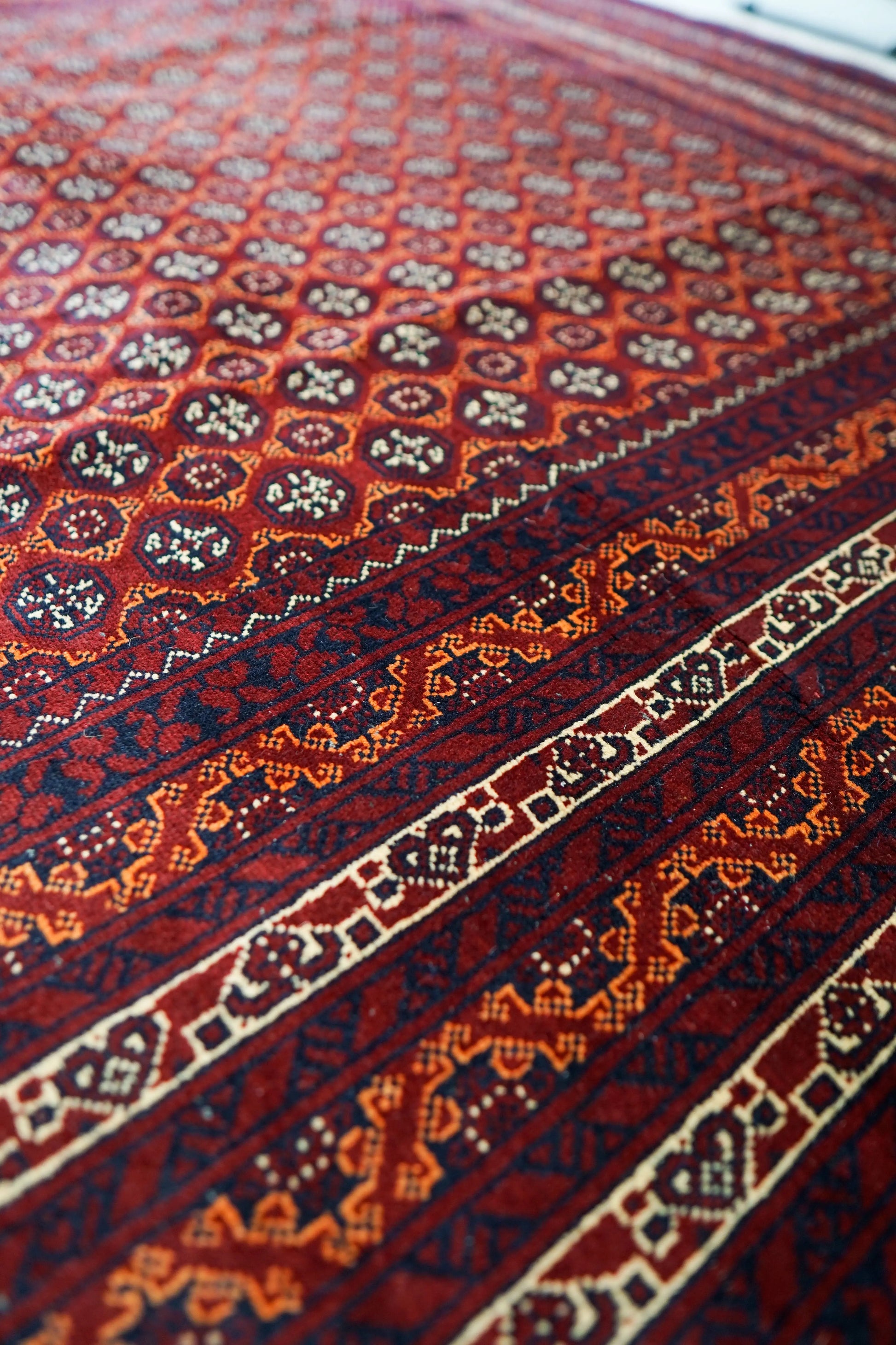 295×190cm アフガニウタン 手織り絨毯 ホジャロシュナイ トルクメン ボハララグ Decorworks