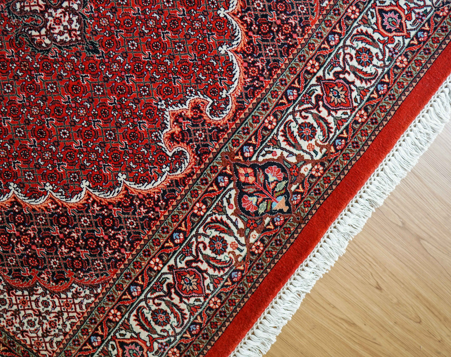 ペルシャ絨毯 ビジャール産 228×152cm ビジャー｜高品質タカーブ織り マヒデザイン メリノウール 手織りラグ