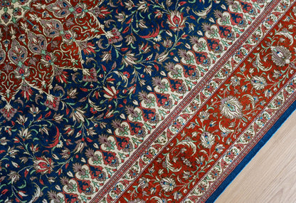 Collection 197×135cm ペルシャ手織り絨毯 クム産 ヌーリ工房 シルク100% 証明書付