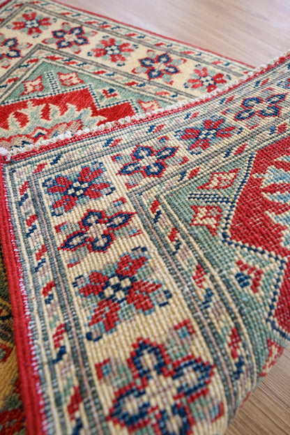  アフガニスタン手織り絨毯 89×60cm｜ガズニーウール・草木染めの伝統幾何学文様