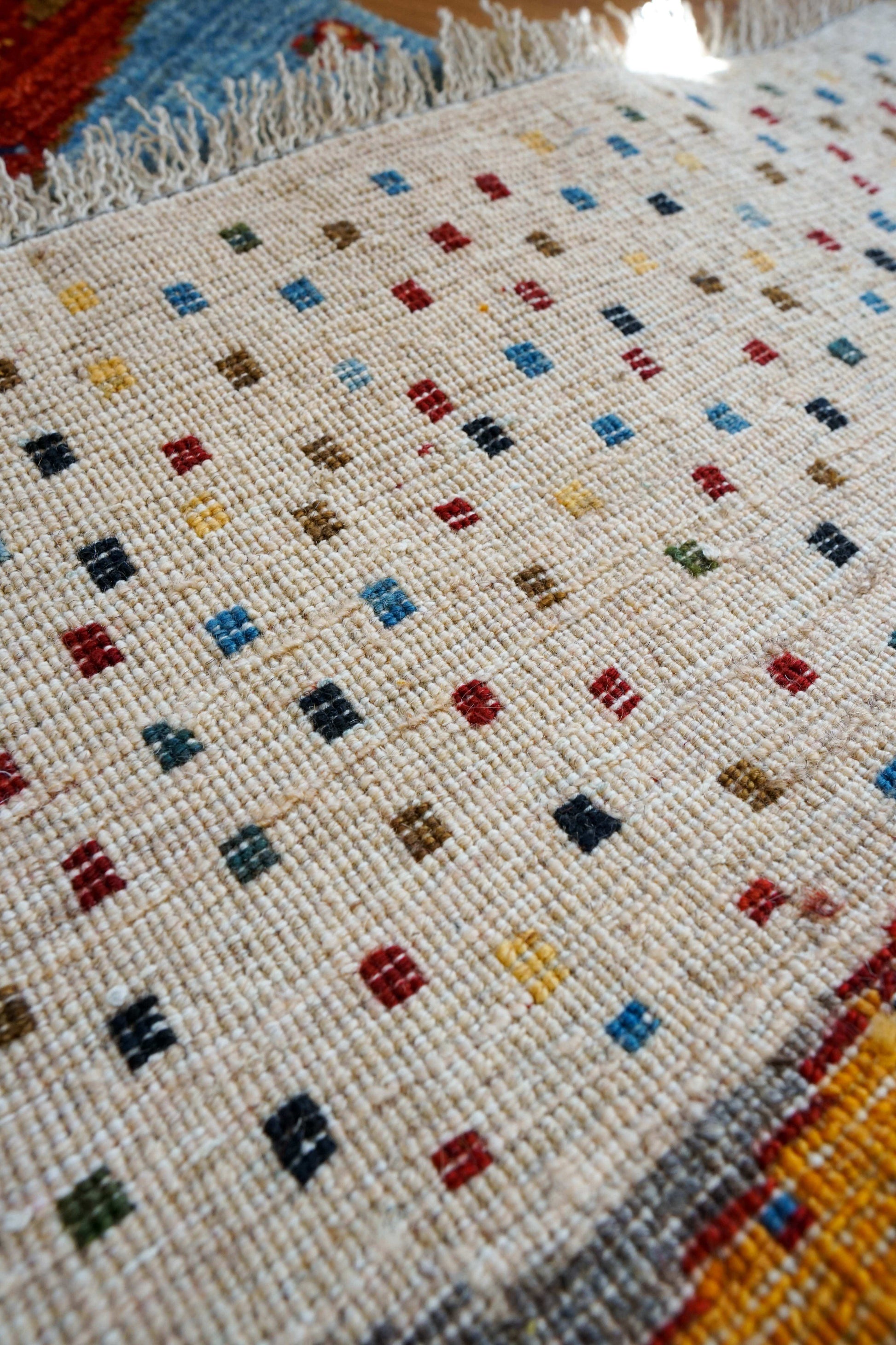  ペルシャ手織りカシュクリギャッベ リズバフト ランナー 151×58cm｜手紡ぎウール・草木染め 生命の樹デザイン
