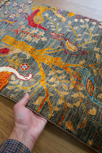 アフガニスタン手織り絨毯 ガズニ ギャッベ 95×62cm