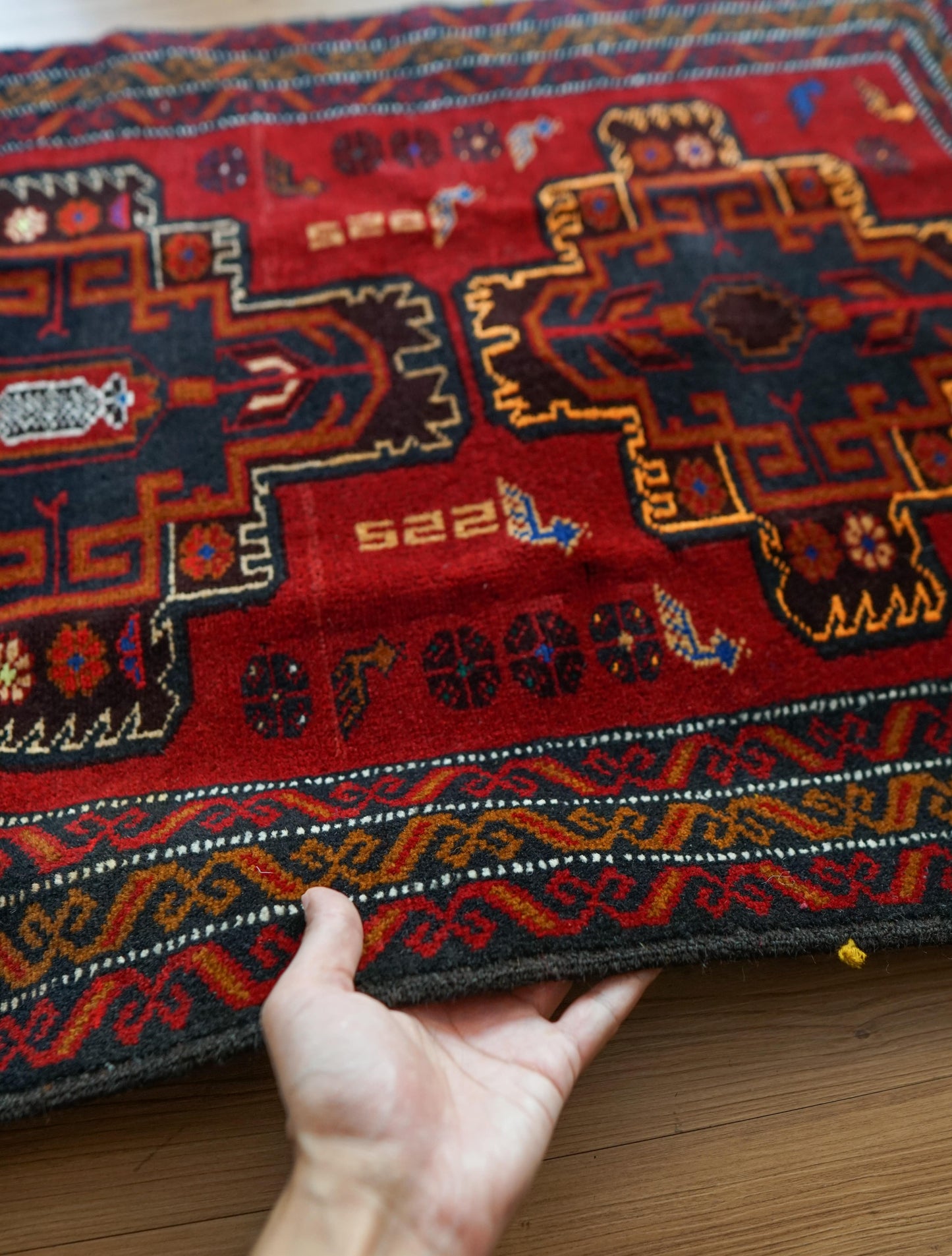  140x89cm ペルシャ バルーチ族絨毯トライバルラグ