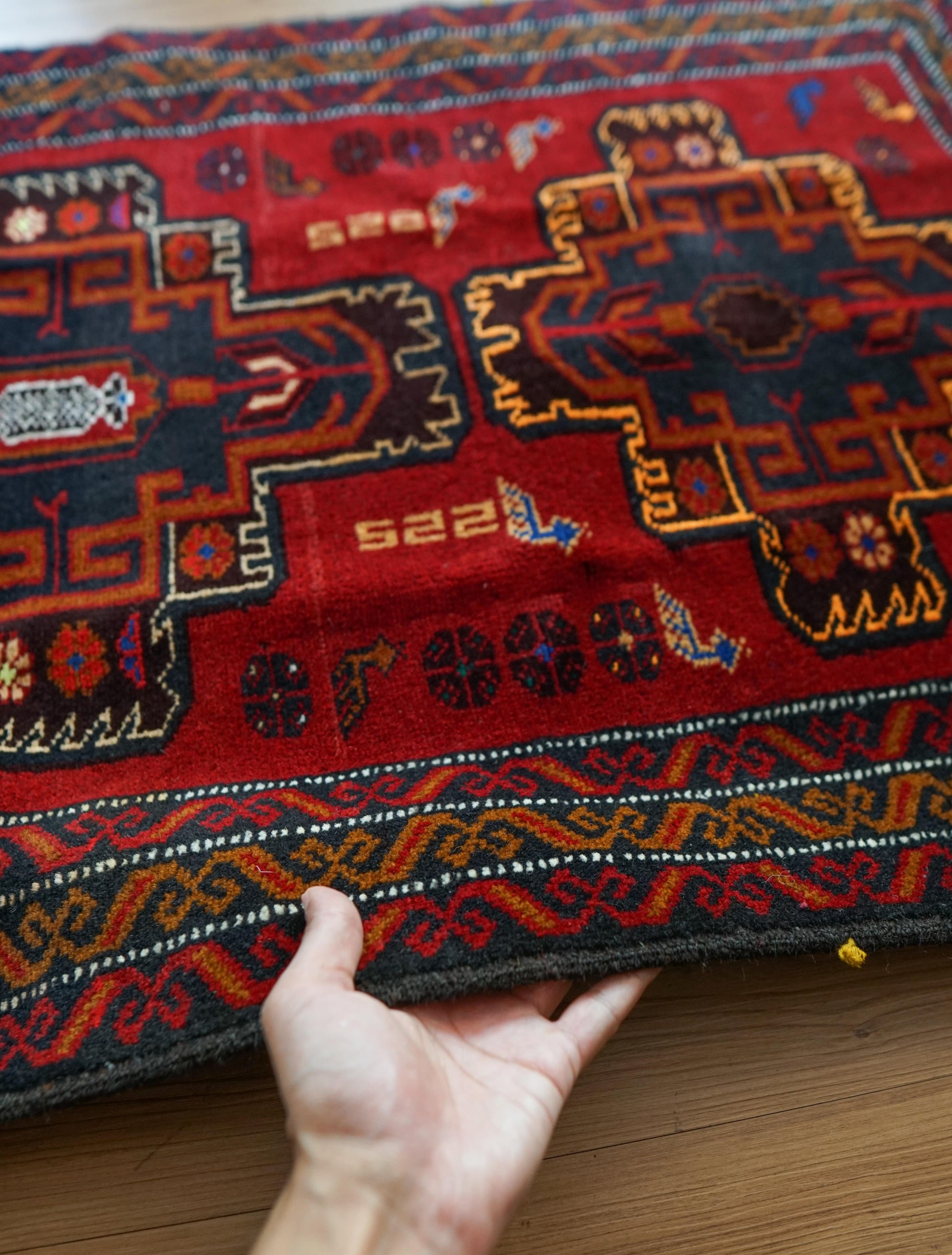  140x89cm ペルシャ バルーチ族絨毯トライバルラグ