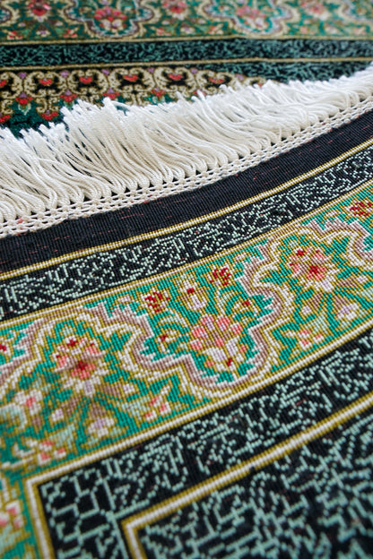  ペルシャ絨毯 クム産 シルク100％ ムサビイ工房 88×59cm｜手織りシルク｜イラン製